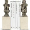 Angeles Anglada: ​ Skulpturenpaar / Buchstützen »Boy and Girl«, Kunstguss Steinoptik​