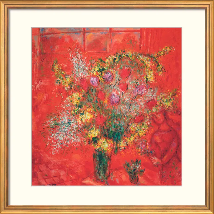 Chagall, Marc: »Fleurs sur fond rouge«, 1970