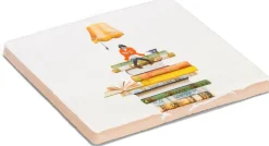 Keramikfliese »Bücherwurm«