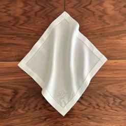 Serviette Leinen »Monogramm«, Weiß